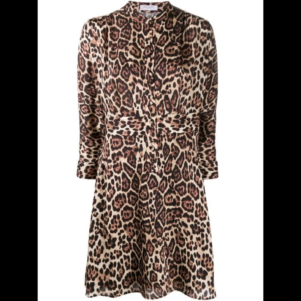 Equipment cropped sleeve leopard dress